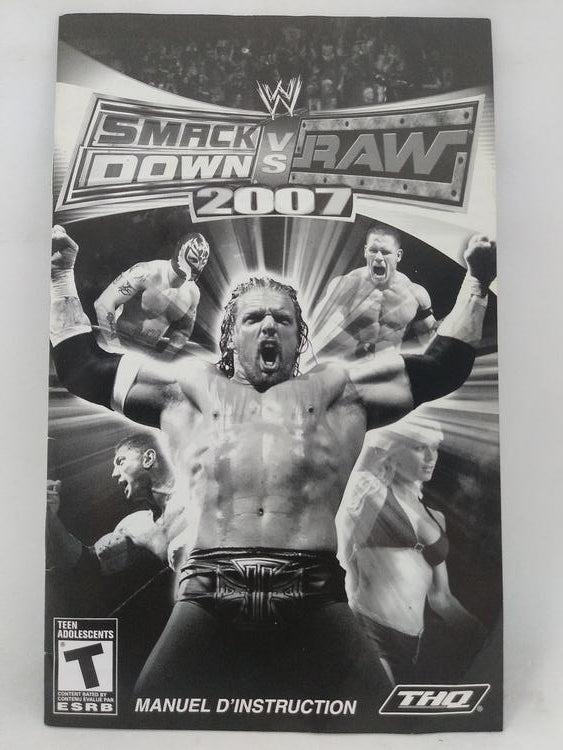 PS2 WWE SMACKDOWN VS RAW 2007 INSTRUCTION BOOKLET BILINGUAL