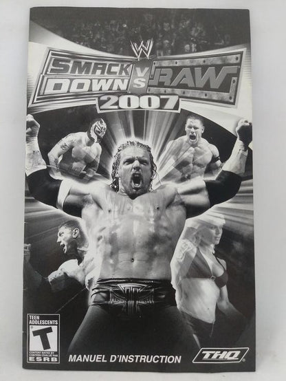 PS2 WWE SMACKDOWN VS RAW 2007 INSTRUCTION BOOKLET BILINGUAL