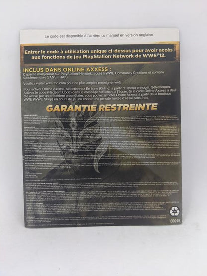 PS3 WWE 12 INSTRUCTION BOOKLET (usagé)