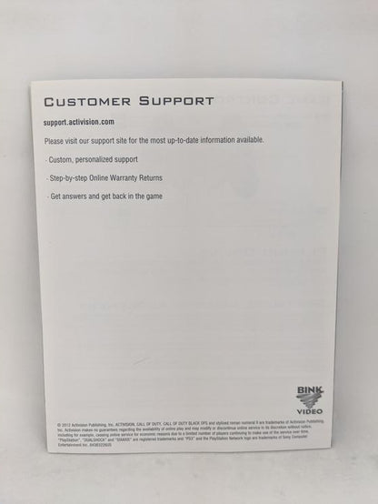 PS3 CALL OF DUTY BLACK OPS II INSTRUCTION BOOKLET ENGLISH (usagé)