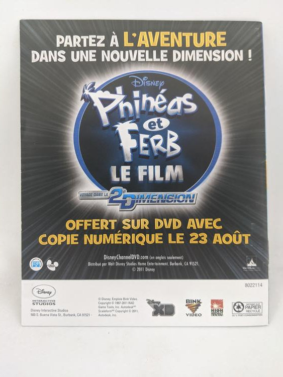 PS3 PHINEAS AND FERB ACROSS THE 2ND DIMENSION INSTRUCTION BOOKLET BILINGUAL (usagé)