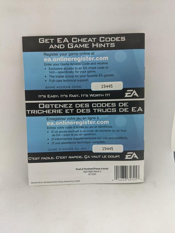 PS3 FIGHT NIGHT ROUND 4 INSTRUCTION BOOKLET BILINGUAL (usagé)