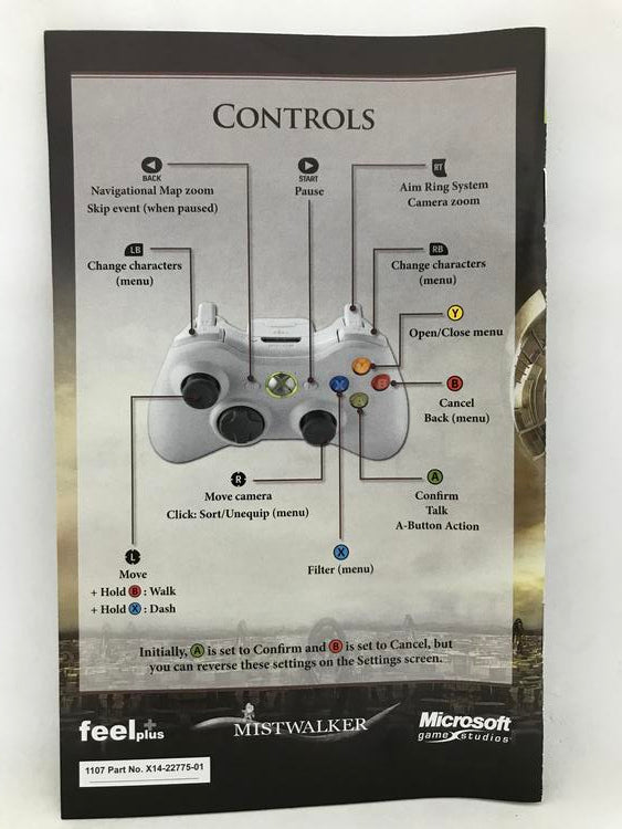 X360 LOST ODYSSEY INSTRUCTION BOOKLET ENGLISH