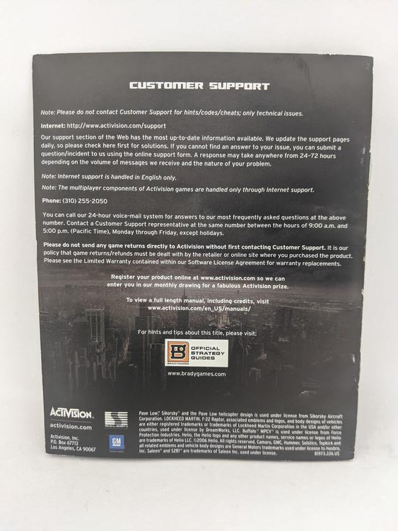 PS3 TRANSFORMERS THE GAME INSTRUCTION BOOKLET ENGLISH