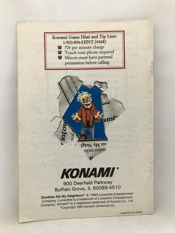SNES ZOMBIES ATE MY NEIGHBORS INSTRUCTION BOOKLET ENGLISH