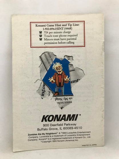 SNES ZOMBIES ATE MY NEIGHBORS INSTRUCTION BOOKLET ENGLISH