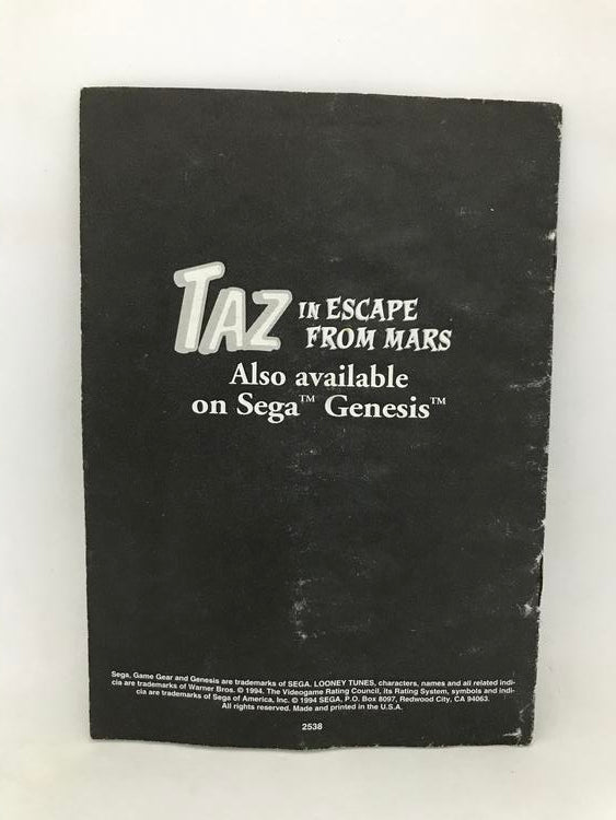 SGG TAZ IN ESCAPE FROM MARS INSTRUCTION BOOKLET ENGLISH