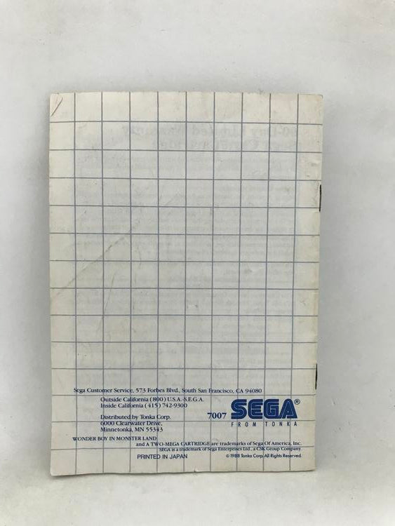SMS WONDER BOY IN MONSTER LAND INSTRUCTION BOOKLET ENGLISH