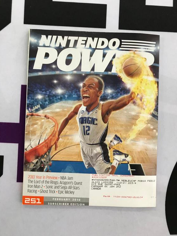 NINTENDO POWER GAMER MAGAZINE VOLUME 251 WITH POSTER & TATSUNOKO VS CAPCOM ULTIMATE ALL-STARS CARD - NBA JAM
