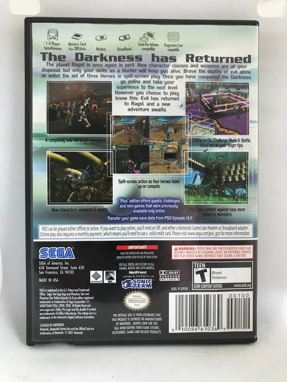 PHANTASY STAR ONLINE EPISODE I & II PLUS (COMPLETE IN BOX) (usagé)