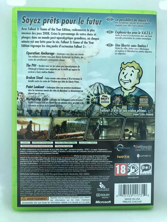 FALLOUT 3 GAME OF THE YEAR EDITION FRENCH (COMPLETE IN BOX)