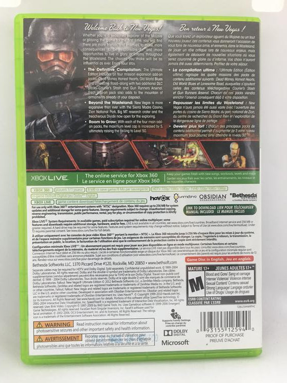 FALLOUT NEW VEGAS ULTIMATE EDITION PLATINUM HITS (COMPLETE IN BOX) (usagé)