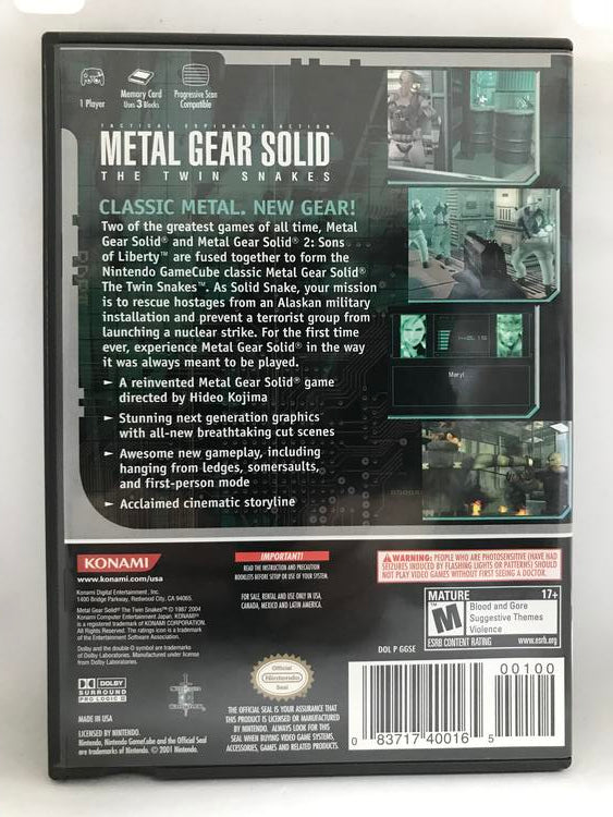METAL GEAR SOLID THE TWIN SNAKES (COMPLETE IN BOX) (usagé)