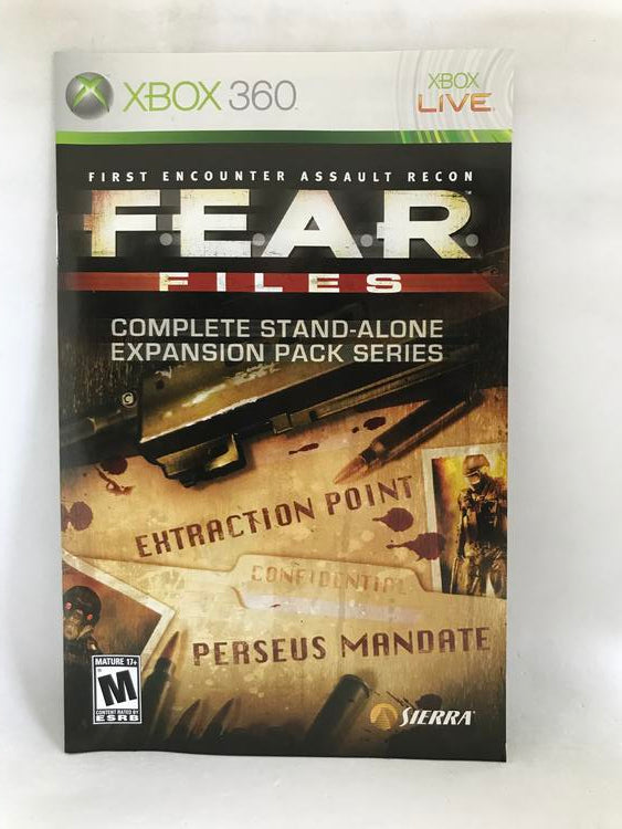 F.E.A.R. FILES (COMPLETE IN BOX) (usagé)
