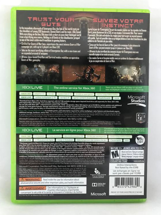 GEARS OF WAR JUDGMENT FRENCH (WITH BOX) (usagé)