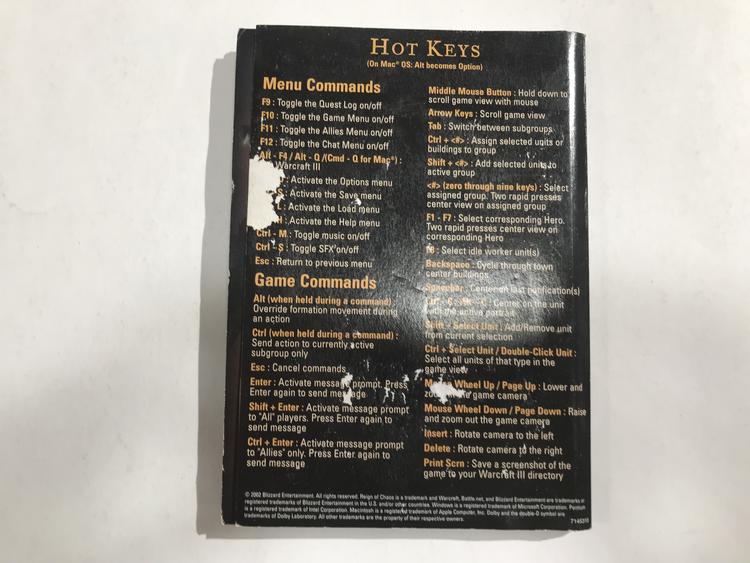 HINT BOOK WARCRAFT III REIGN OF CHAOS GAME MANUAL