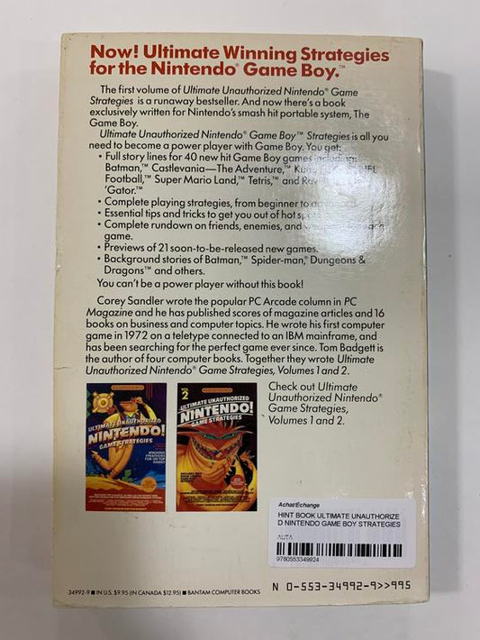 HINT BOOK ULTIMATE UNAUTHORIZED NINTENDO GAME BOY STRATEGIES (usagé)