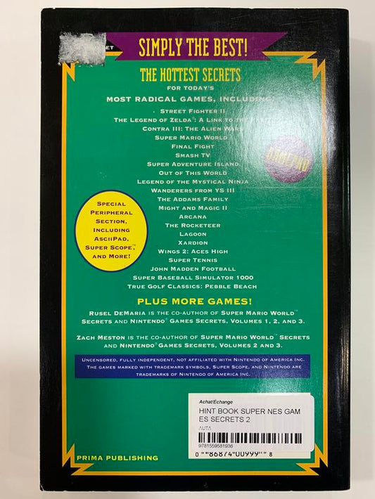 HINT BOOK SUPER NES GAMES SECRETS 2