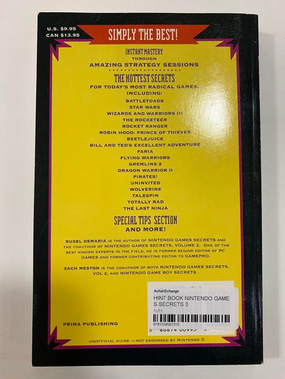 HINT BOOK NINTENDO GAMES SECRETS 3