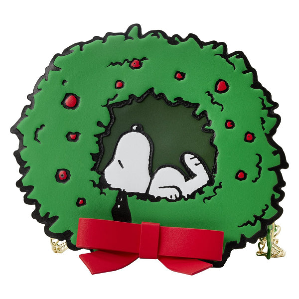 LOUNGEFLY PEANUTS SNOOPY LIGHT UP WREATH CROSSBODY BAG