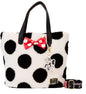 LOUNGEFLY DISNEY MINNIE ROCKS THE DOTS SHERPA TOTE BAG