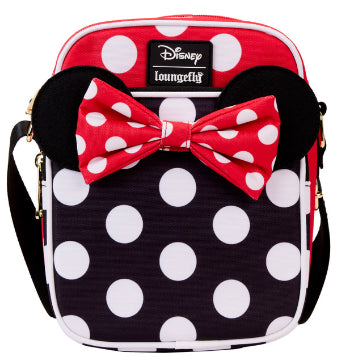 LOUNGEFLY DISNEY MINNIE ROCKS THE DOTS NYLON PASSPORT BAG