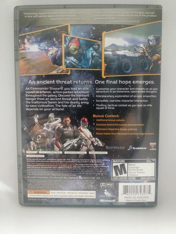 MASS EFFECT PLATINUM HITS (COMPLETE IN BOX)