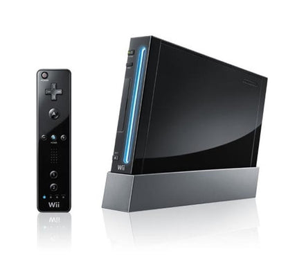NINTENDO WII MODEL 2 BLACK + REMOTE + NUNCHUK + 3 GAMES (usagé)