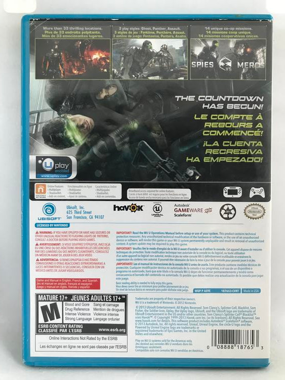 TOM CLANCY'S SPLINTER CELL BLACKLIST (WITH BOX)