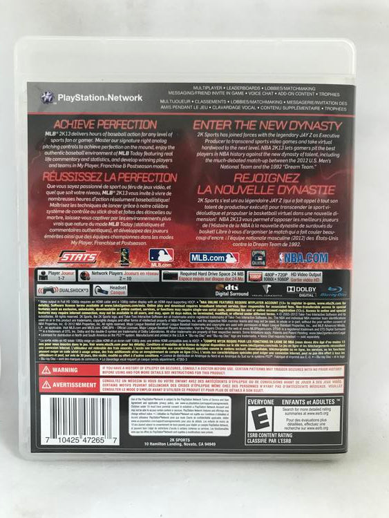 2K SPORTS COMBO PACK MLB 2K13 / NBA 2K13 (COMPLETE IN BOX)