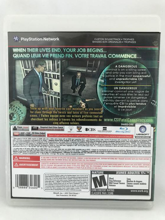 CSI FATAL CONSPIRACY (COMPLETE IN BOX) (usagé)