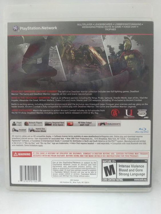 DEADLIEST WARRIOR ANCIENT COMBAT (COMPLETE IN BOX)