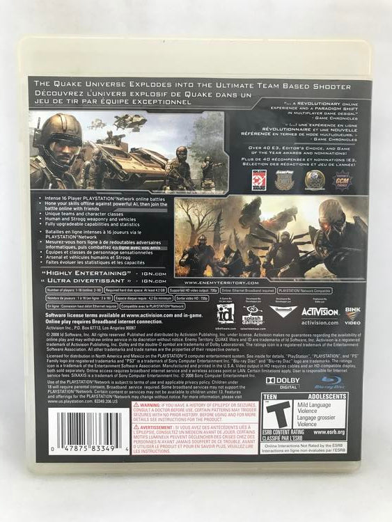 ENEMY TERRITORY QUAKE WARS (COMPLETE IN BOX)