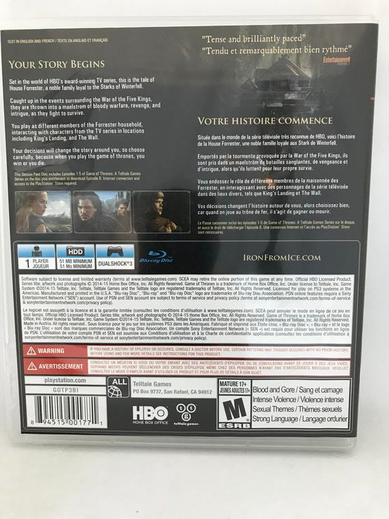 GAME OF THRONES A TELLTALE GAME SERIES (WITH BOX)