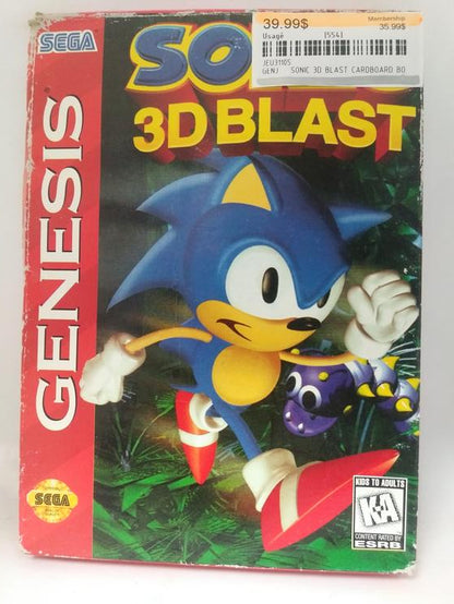 SONIC 3D BLAST CARDBOARD BOX (COMPLETE IN BOX)